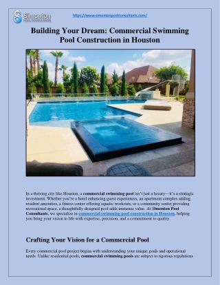 Building Your Dream: Commercial Swimming Pool Construction in Houston