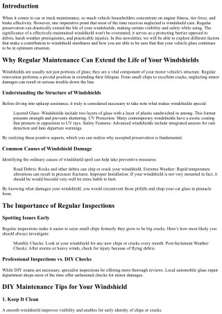 Why Regular Maintenance Can Extend the Life of Your Windshields