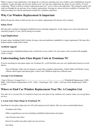 Where to Find Car Window Replacement Near Me: A Complete List
