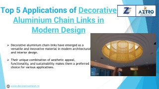Top 5 Applications of Decorative Aluminium Chain Links in Modern Design