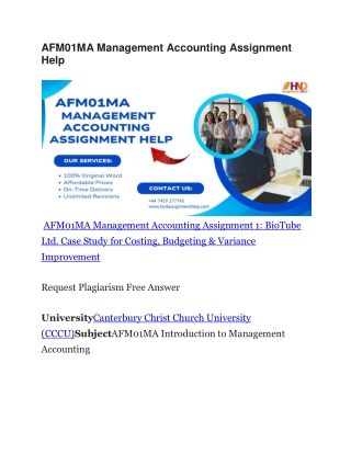 AFM01MA Management Accounting Assignment Help
