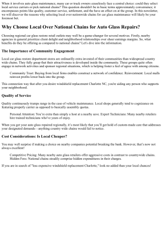 Why Choose Local Over National Chains for Auto Glass Repairs?