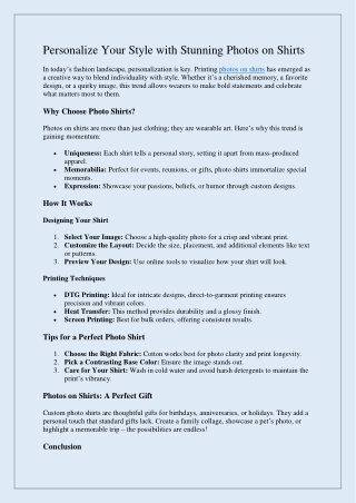 Personalize Your Style with Stunning Photos on Shirts