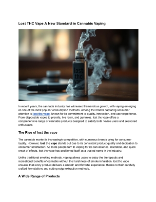Lost THC Vape A New Standard in Cannabis Vaping