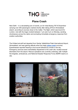Air India Plane Crash After Takeoff from Ahmedabad