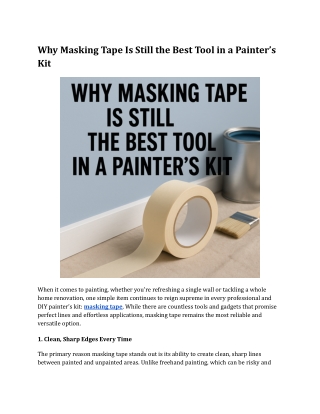 Why Masking Tape Is Still the Best Tool in a Painter’s Kit
