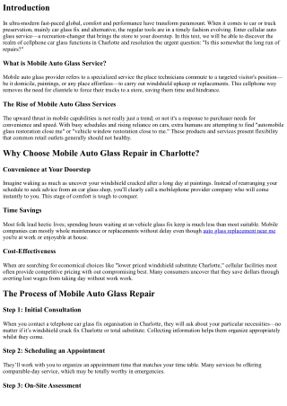 Mobile Auto Glass Service in Charlotte: The Future of Repairs?