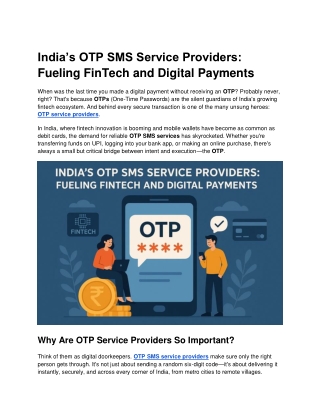 India’s OTP SMS Service Providers: Fueling FinTech and Digital Payments