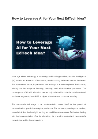 How to Leverage AI for Your Next EdTech Idea