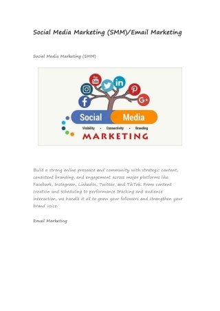 Social Media Marketing/Email Marketing