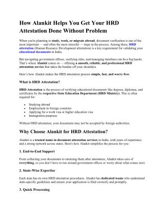 How Alankit Helps You Get Your HRD Attestation Done Without Problem