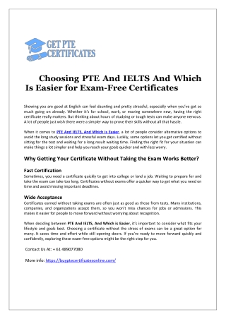 Choosing PTE And IELTS And Which Is Easier for Exam-Free Certificates