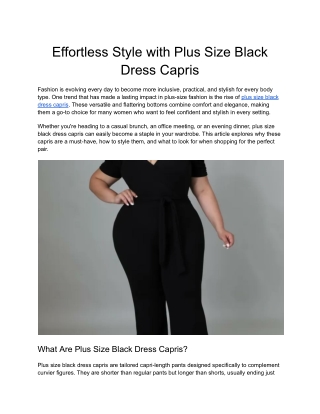 Effortless Style with Plus Size Black Dress Capris