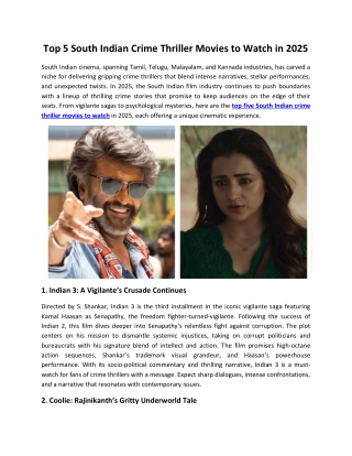 Top 5 South Crime Thriller Movies in 2025