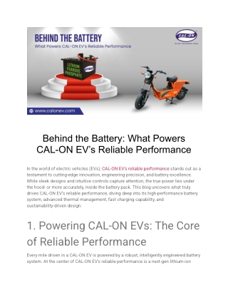 Why CAL-ON EV’s Manufacturing Standards Set a New Benchmark in E-Mobility