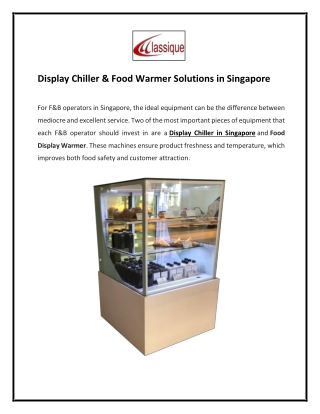 Premium Display Chiller in Singapore for Stylish Product Showcasing