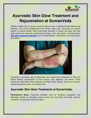 Skin glow treatment Ayurveda