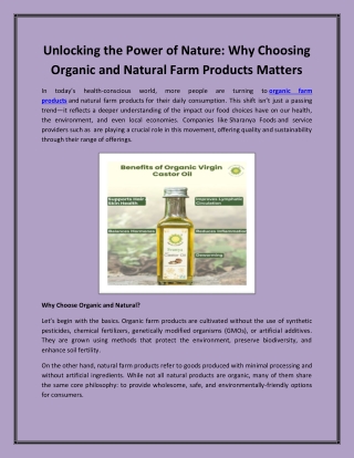 Unlocking the Power of Nature: Why Choosing Organic and Natural Farm Products Ma