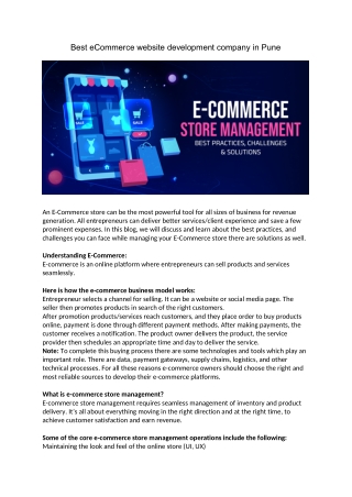 Best eCommerce website development company in Pune