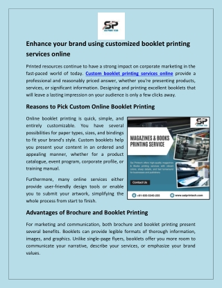 Enhance your brand using customized booklet printing services online