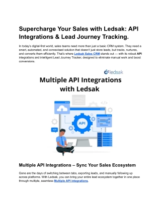 Supercharge Your Sales with Ledsak API Integrations & Lead Journey Tracking