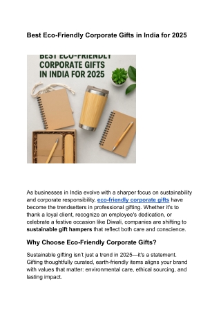 Best Eco-Friendly Corporate Gifts in India for 2025