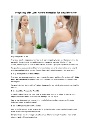Pregnancy Skin Care Natural Remedies for a Healthy Glow