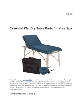 Essential Wet Dry Table Parts for Your Spa-Livingearthcrafts