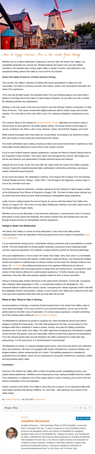 How to Enjoy Summer Fun in the Santa Ynez Valley