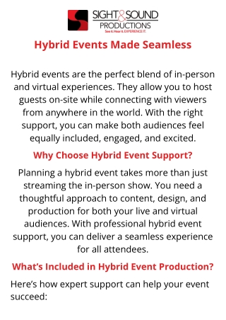 Hybrid Event Support Services – Sight & Sound Productions | Trusted Team