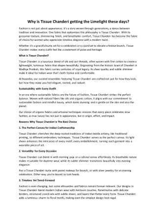 Why is Tissue Chanderi getting the Limelight these days