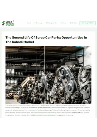 The Second Life of Scrap Car Parts Opportunities in the Kabadi Market