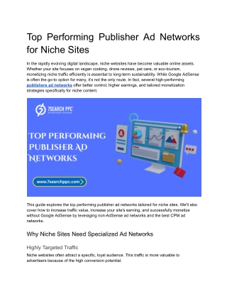 Top Performing Publisher Ad Networks for Niche Sites