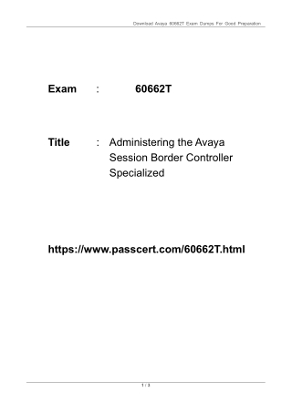 Avaya Session Border Controller 60662T Dumps