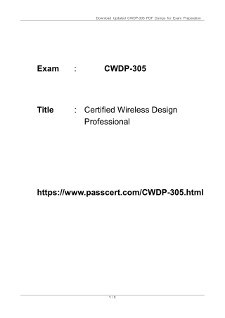 2025 Certified Wireless Design Professional CWDP-305 Dumps
