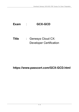 Genesys Cloud CX Developer GCX-GCD Dumps