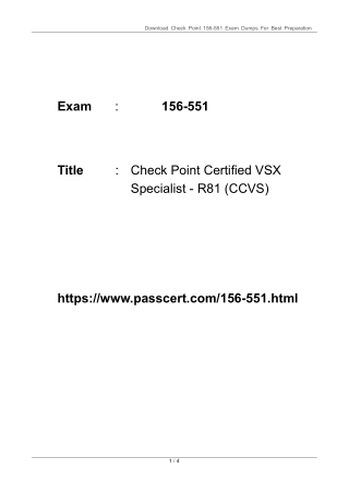 156-551 Check Point VSX Specialist (CCVS) Dumps