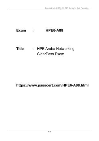HPE6-A88 HPE Aruba Networking ClearPass Exam Dumps
