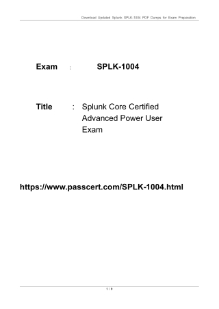 2025 SPLK-1004 Splunk Core Certified Advanced Power User Exam Dumps