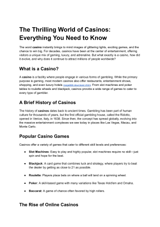 The Thrilling World of Casinos_ Everything You Need to Know