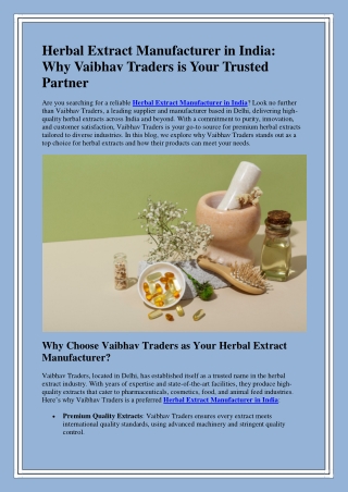 Herbal Extract Manufacturer in India