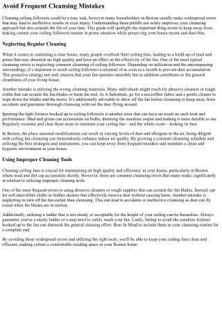 Avoid These Mistakes In Cleansing Ceiling Fans In Boston, Massachusetts