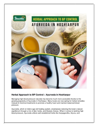 Herbal Approach to BP Control – Ayurveda in Hoshiarpur