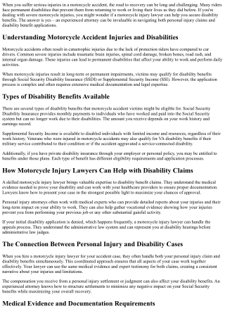 Can a Motorcycle Injury Lawyer Help with Disability Benefits?