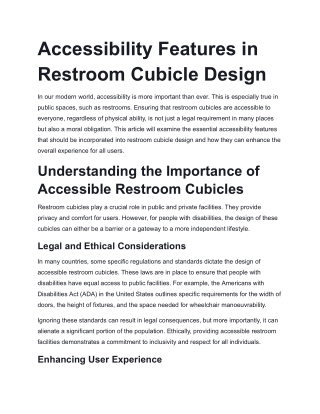 Accessibility Features in Restroom Cubicle Design