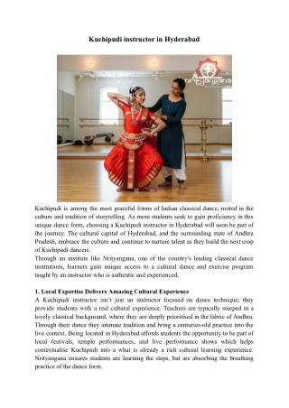 Kuchipudi instructor in Hyderabad