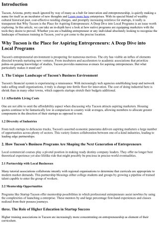 Why Tucson is the Place for Aspiring Entrepreneurs: A Deep Dive into Local Progr