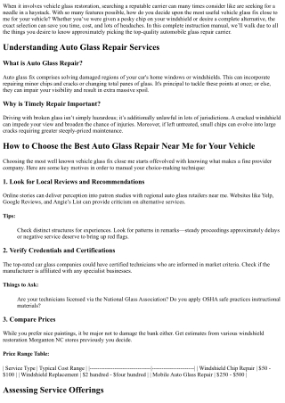 How to Choose the Best Auto Glass Repair Near Me for Your Vehicle