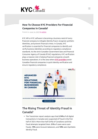 How To Choose KYC Providers For Financial Companies in Canada?