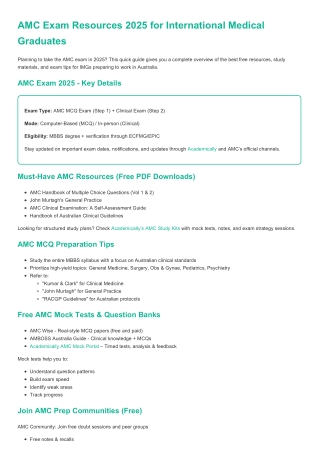 AMC Exam Resources for International Medical Graduates
